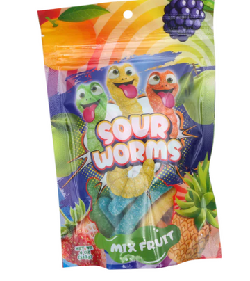 Gummy Worms 4 Oz Bag 12 Pk Sour Assorted