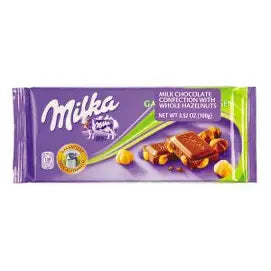 MILKA CHOCOLATE WITH WHOLE HAZELNUTS 3.5 OZ BAR