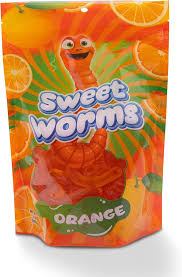 Gummy Worms 4 Oz Bag 12 Pk Orange