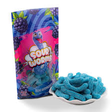 Gummy Worms 4 Oz Bag 12 Pk Sour Bluer Raspberry