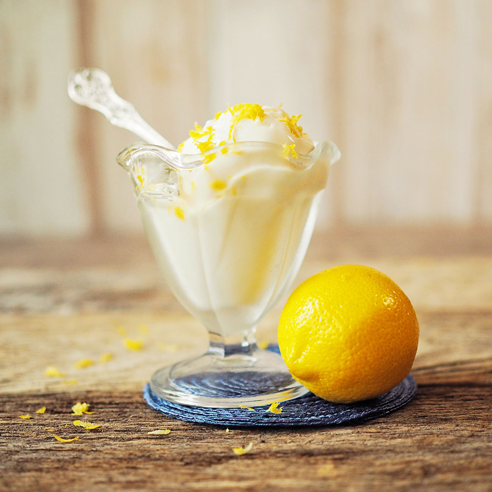 Exotic ice cream lemon yogurt