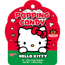 Sanrio Hello Kitty Popping Candy & Lollipop Strawberry Flavor 4x12x1.11oz
