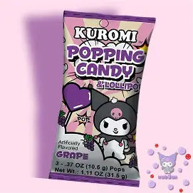 Sanrio Kuromi Popping Candy & Lollipop Grape Flavor 4x12x1.11oz