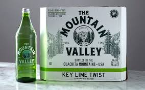 The Mountain Valley, Glass Bottle, Sparkling Water Key Lime Twist, 1 l (12 Pack)
