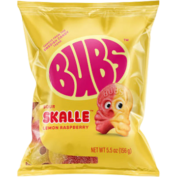 Bubs Sour Skalle Lemon Rasbperry Swedish Candy 8 Count